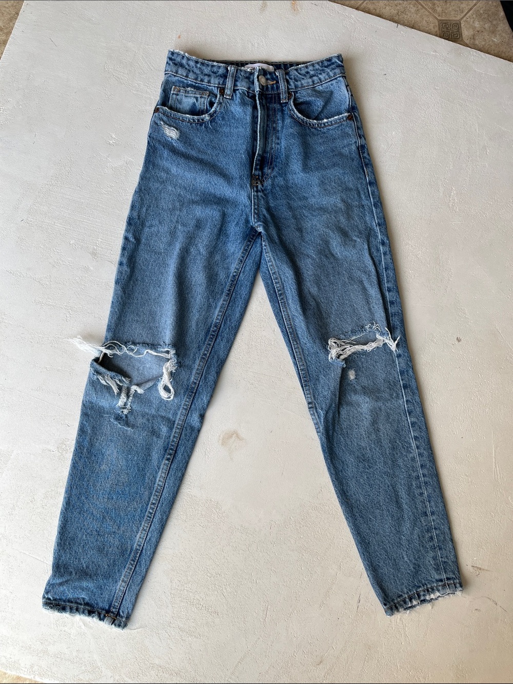 womens High-Rise Gap Distressed Blue Denim Jeans
